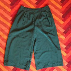 Emerald Green Gaucho Pants w/ Pleating and Pockets